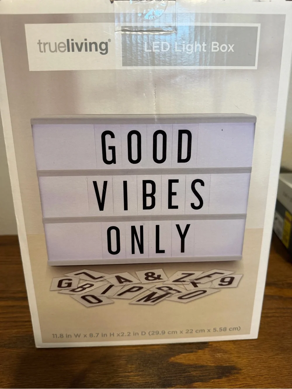 True living White LED Light Box Sign - Good Vibes Display